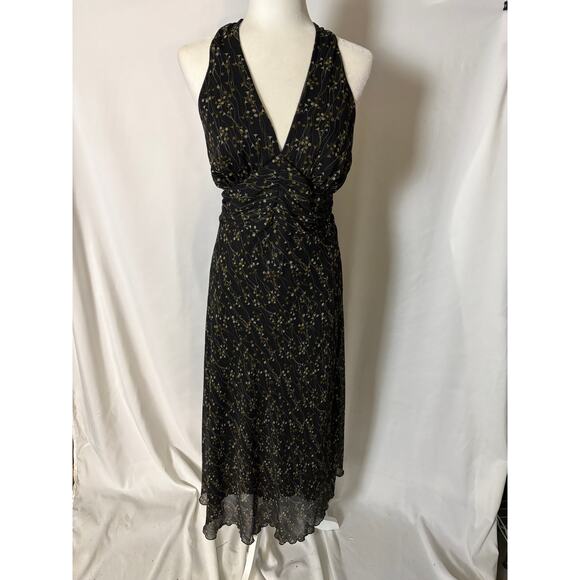 Jonathan Martin Dresses & Skirts - Jonathan Martin Black Floral Chiffon Halter Dress Sz